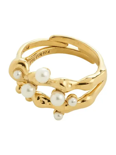 Pilgrim Prsteň 'Hadley'  zlatá / perlovo biela