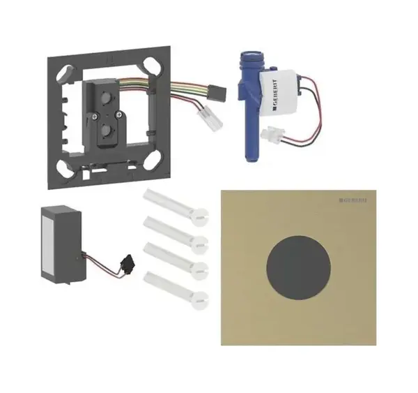 Geberit - Elektronické ovládání splachování pisoárů typ 40, síťové napájení, easy to clean, Bluetooth, kartáčovaná mosaz 116.024.QF.1