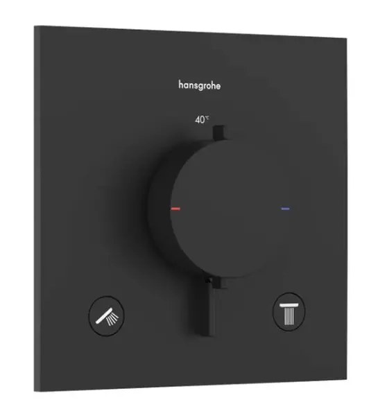 Hansgrohe Ecostat Comfort E - Termostatická baterie pod omítku, pro 2 spotřebiče, matná černá 33711670