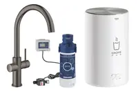 Grohe Red - Dřezová baterie Duo s ohřevem vody a filtrací, zásobník M, kartáčovaný Hard Graphite 30083AL1
