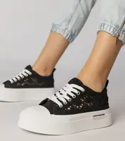 Gemre Black women's perforated sneakers Runna