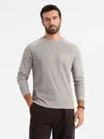 Ombre Men's longsleeve with "waffle" texture - ash