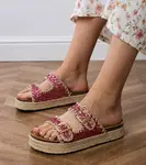 Gemre Pink glitter buckle espadrille slides Induri