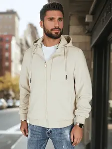 Kurtka męska przejściowa z kapturem beżowa Dstreet