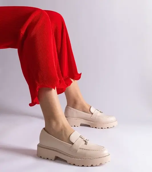 Gemre Beige eco-leather moccasins decorated with rhinestones Henley