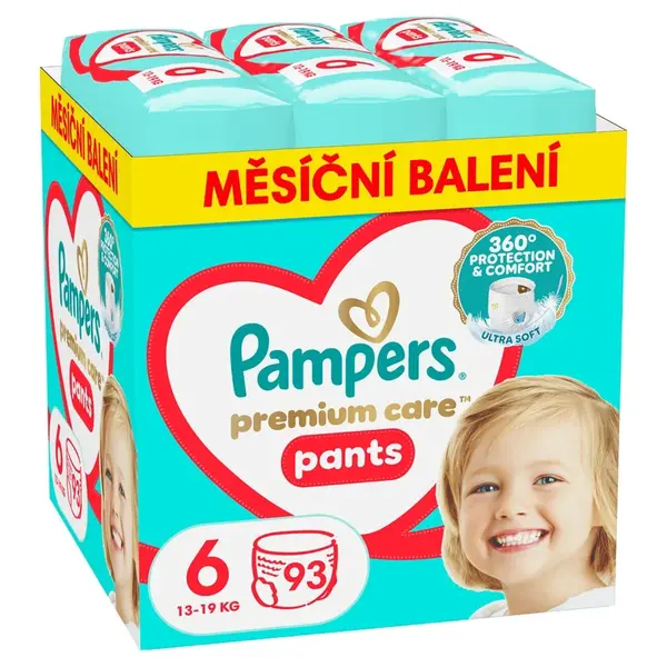 Pampers Premium Care Pants 6 plenkové kalhotky 13-19kg 93ks