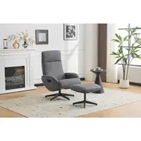 Livetastic RELAXAČNÍ KŘESLO S TABURETEM, textil, šedá