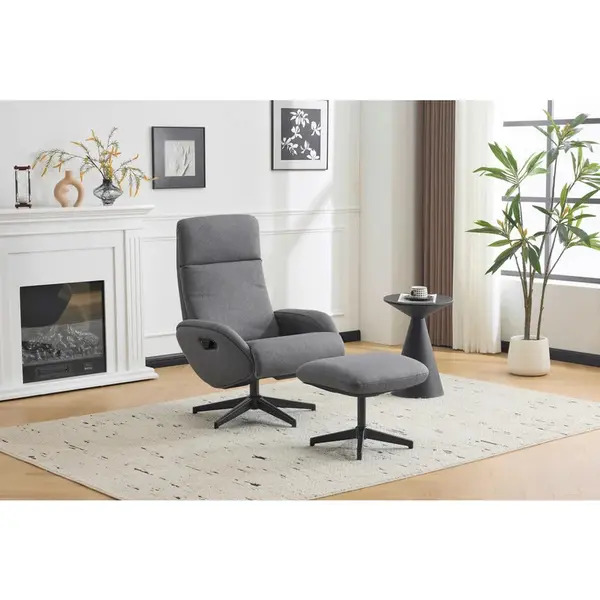 Livetastic RELAXAČNÍ KŘESLO S TABURETEM, textil, šedá