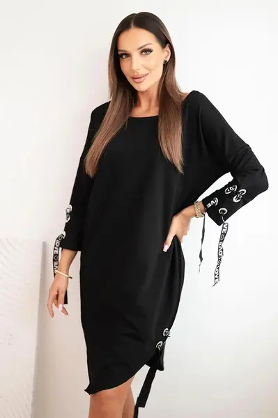 Kesi Dámska asymetricke šaty s ozdobnými pásmi a 3/4 rukávom