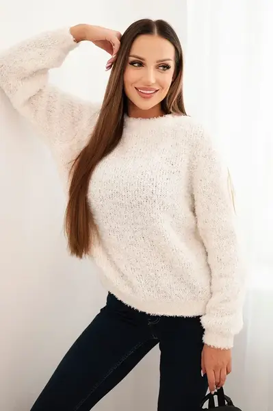 Kesi Włoski Dámský svetr z měkkého mohairu ecru