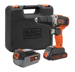 BLACK+DECKER Náradie - 18V AKU vŕtačka s príklepom, 1x aku 2,0 Ah a 1x aku 4,0 Ah Li-Ion, nabíjačka BCD003MEM2K-QW