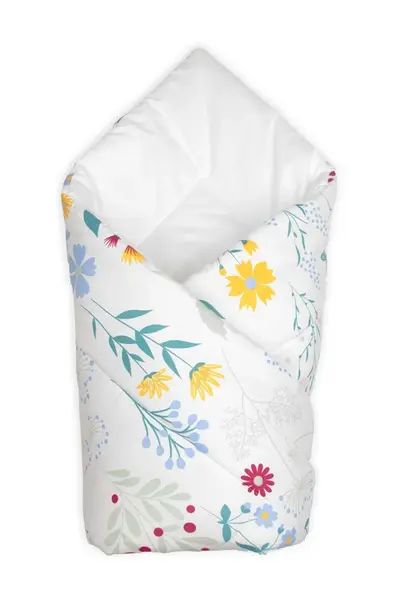 Baby Nellys Kojenecká zavinovačka Klasik Flóra, bílá s potiskem