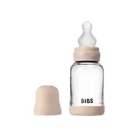 BIBS antikoliková sklenená fľaša so silikónovým cumlíkom 120ml - Blush