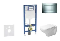 Geberit Duofix - Set predstenovej inštalácie, klozetu D-Code a dosky softclose, tlačidlo Sigma20, chróm/matný chróm SANI11CP1105