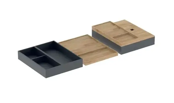 Geberit - 4-dielna súprava organizérov do zásuvky, čierna/bambus 502.351.00.1