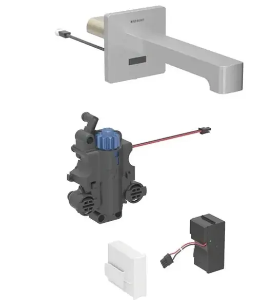 Geberit Brenta - Termostatická elektronická umývadlová batéria pod omietku, sieťové napájanie, easy to clean, kefovaná nerezová 116.277.SN.1