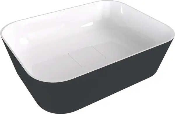 Polysan Banera - Umývadlo na dosku 50x35 cm, bez prepadu, bez otvoru na batériu, matný antracit/biela 14596.52