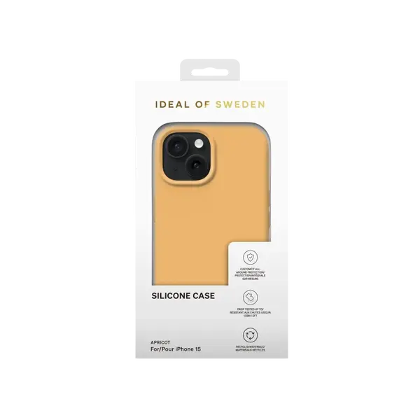 Silikonový ochranný kryt iDeal Of Sweden pro Apple iPhone 15, apricot