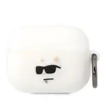 Silikonové pouzdro Karl Lagerfeld 3D Logo Choupette pro Airpods Pro, white
