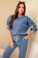 Kesi Włoski Komplet teplákové + kalhoty máslová látka denim melír