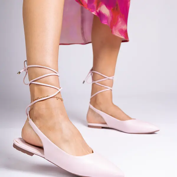 Gemre Pink flat eco-leather pumps Terry