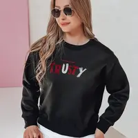 Bluza damska oversize z haftem SOFTRUS czarna Dstreet