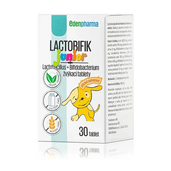 EDENPHARMA Lactobifík Junior príchuť pomaranč 30 tabliet
