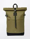 Sandqvist Icon Rolltop Backpack M Olive drab with black leather