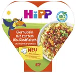 HIPP BIO příkrm Vaječné nudle se zeleninou a paprikou a jemným hovězím masem 250 g