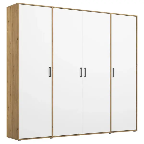 Rauch Möbel ŠATNÍ SKŘÍŇ S OTOČNÝMI DVEŘMI, bílá, dub artisan, 187/194/53 cm