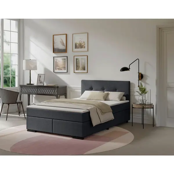 MID.YOU POSTEL BOXSPRING, 140/200 cm, antracitová