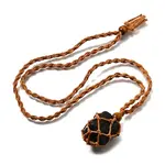 Natural Black Tourmaline Macrame Pouch Adjustable Slider Necklaces