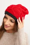 Kesi Dámská zimní čepice z vlny s propleteným vzorem K443 červená