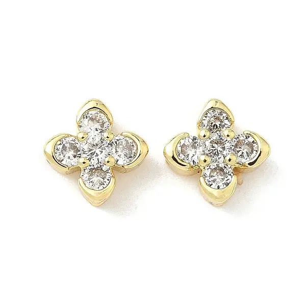 Brass Micro Pave Cubic Zirconia Beads