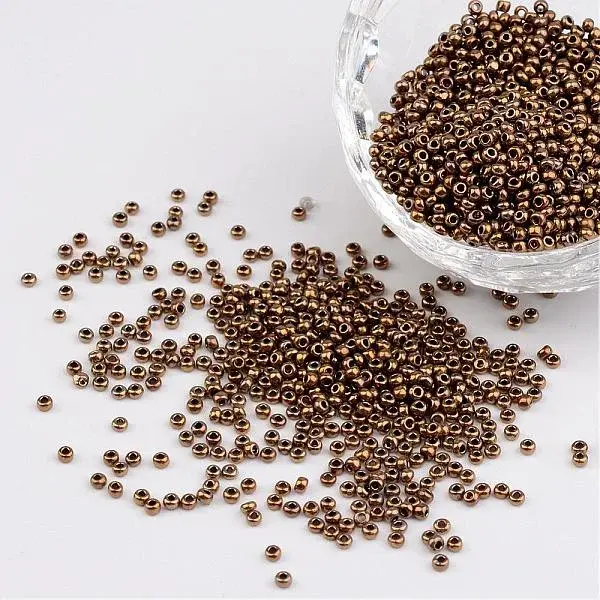 Dark Goldenrod 11/0 Grade A Electroplated Glass Seed Beads
