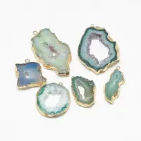 Natural Druzy Agate Slices Pendants