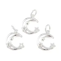 925 Sterling Silver Pave Clear Cubic Zirconia Charms