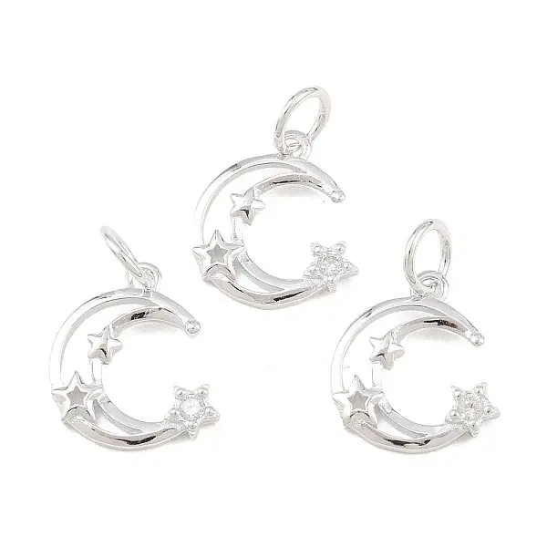 925 Sterling Silver Pave Clear Cubic Zirconia Charms