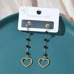 304 Stainless Steel Glass Tassel Stud Earrings