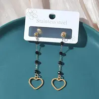 304 Stainless Steel Glass Tassel Stud Earrings