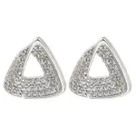 Brass Micro Pave Clear Cubic Zirconia Triangle Stud Earrings for Women