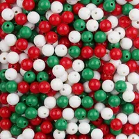 3 Colors Red Green White Christmas Themed Opaque Acrylic Beads
