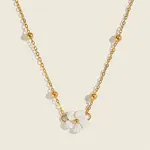 Minimalist Natural White Shell Flower Pendant 304 Stainless Steel Chain Necklaces for Women