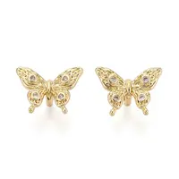 Brass Micro Pave Cubic Zirconia Beads