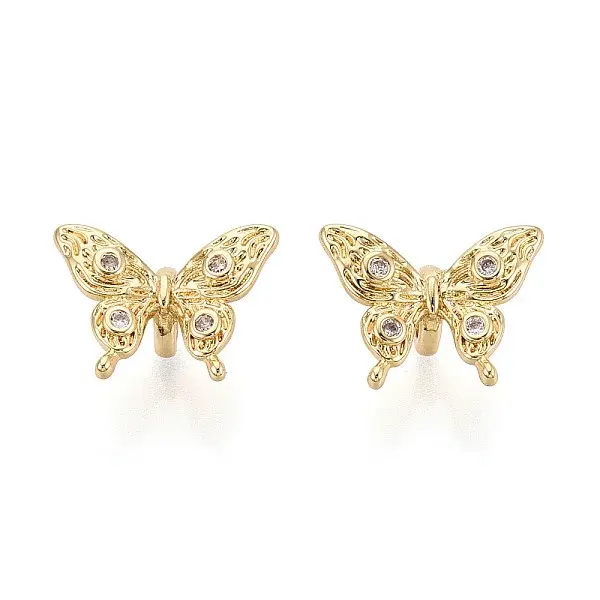 Brass Micro Pave Cubic Zirconia Beads