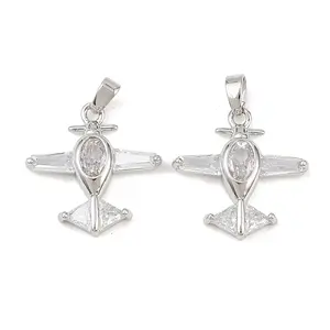 Brass Micro Pave Clear Cubic Zirconia Pendants