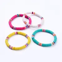 Handmade Polymer Clay Heishi Beads Stretch Bracelets