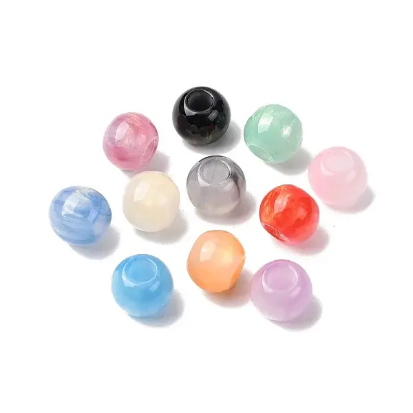 Opaque Resin with Glitter Powder European Beads