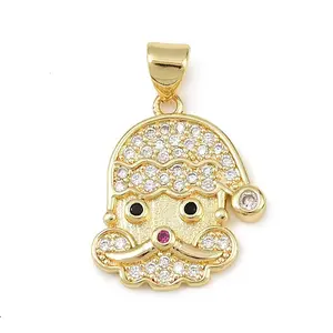 Christmas Brass Micro Pave Cubic Zirconia Pendants