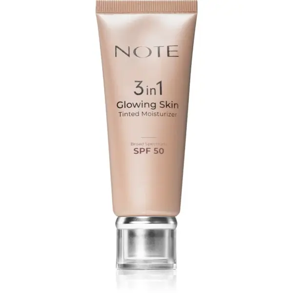 Note Cosmetique 3 in 1 Glowing Skin tónujúci hydratačný krém pre rozjasnenie pleti SPF 50 30 ml